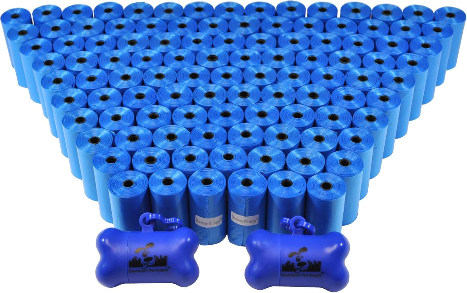 Dog Pet Waste Bags with Two Free Leash Clips and Dispensers, 2200 Bags, Blue