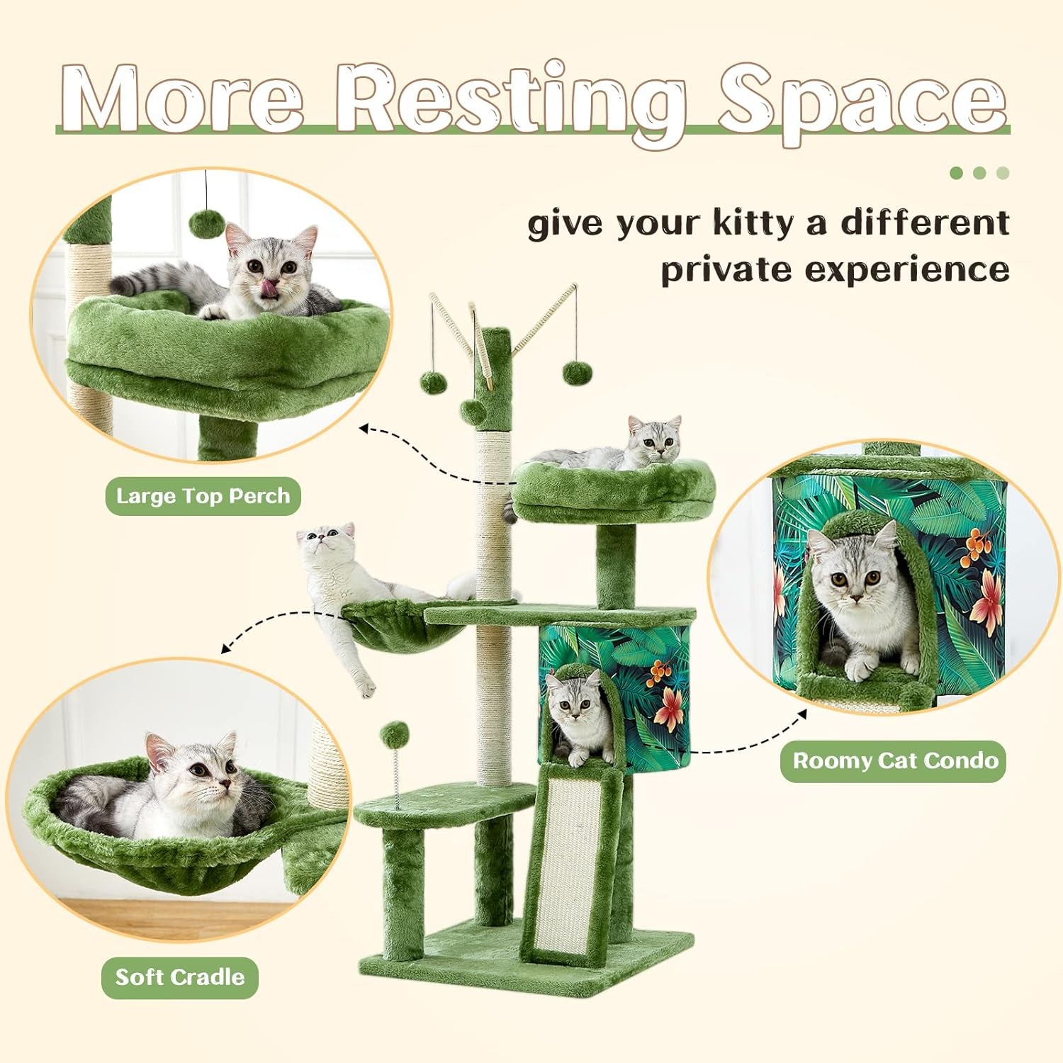 Cat Tree 53" Multi-Level Cat Tower