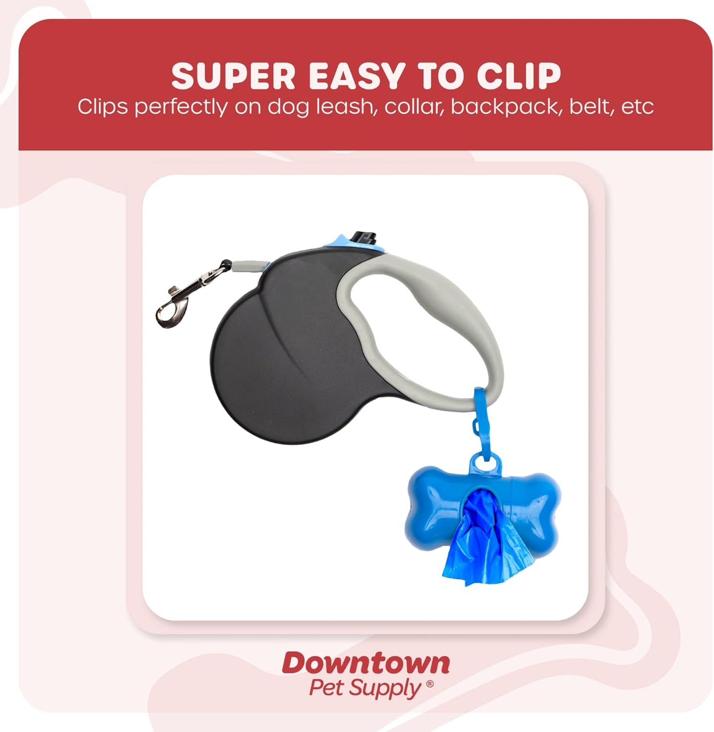 Dog Pet Waste Bags with Two Free Leash Clips and Dispensers, 2200 Bags, Blue