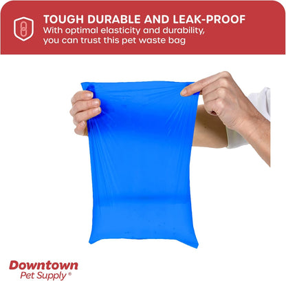 Dog Pet Waste Bags with Two Free Leash Clips and Dispensers, 2200 Bags, Blue