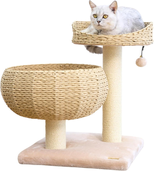 23" Handwoven Recycled Paper Rope Scratching Post and Cat Tower
