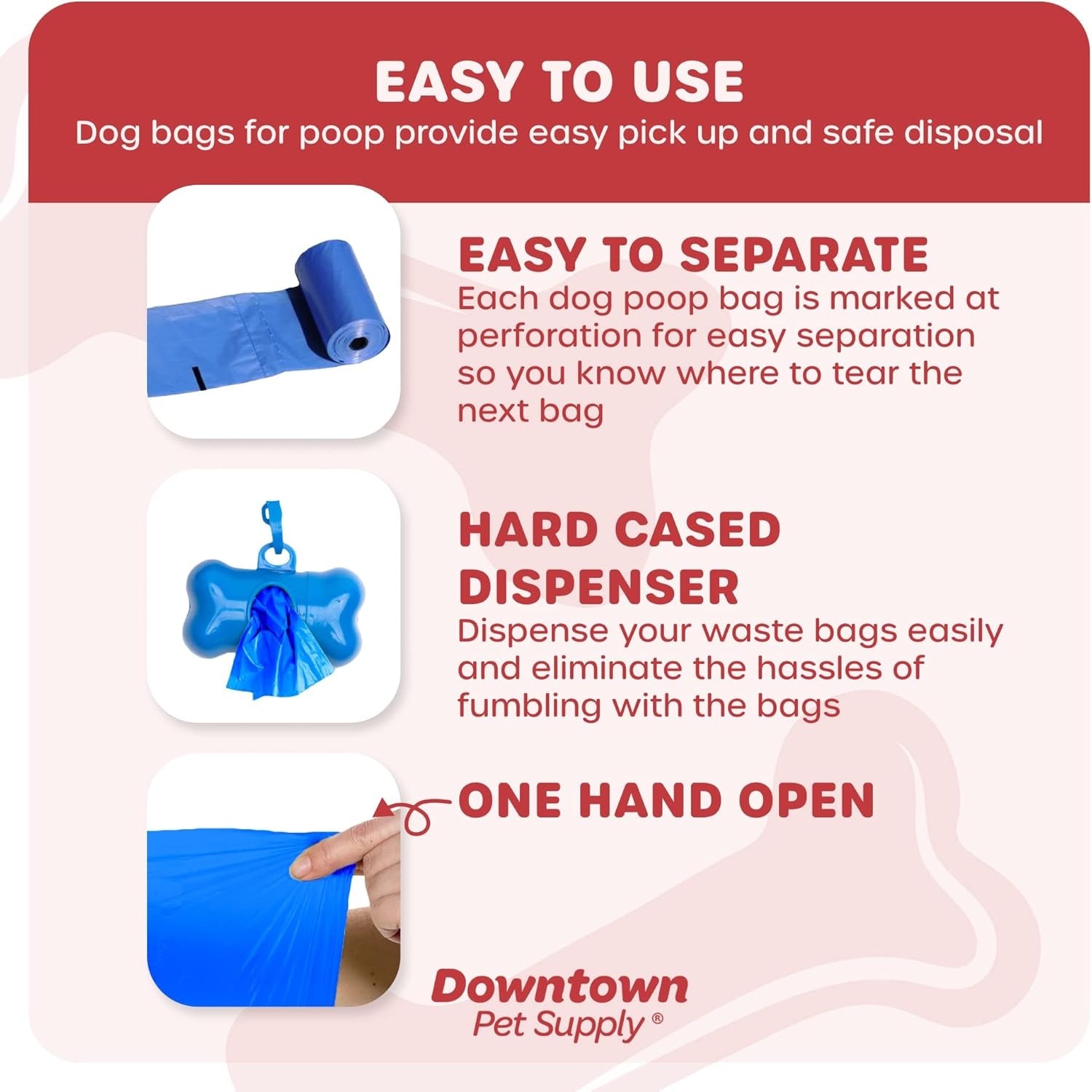 Dog Pet Waste Bags with Two Free Leash Clips and Dispensers, 2200 Bags, Blue