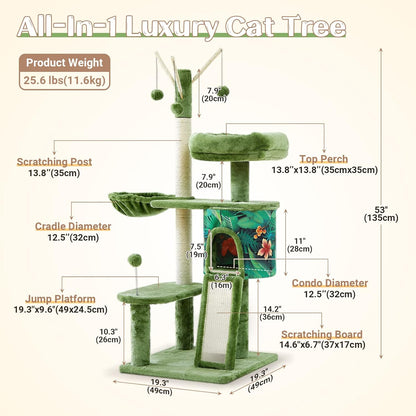 Cat Tree 53" Multi-Level Cat Tower